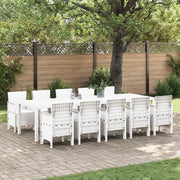 Set da Pranzo per Giardino da 11 Pezzi in Rattan Bianco