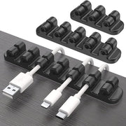Clip di fissaggio self-adesiva in silicone migliorata - 3 pezzi, per un utilizzo duraturo dei cavi USB di ricarica (nero)