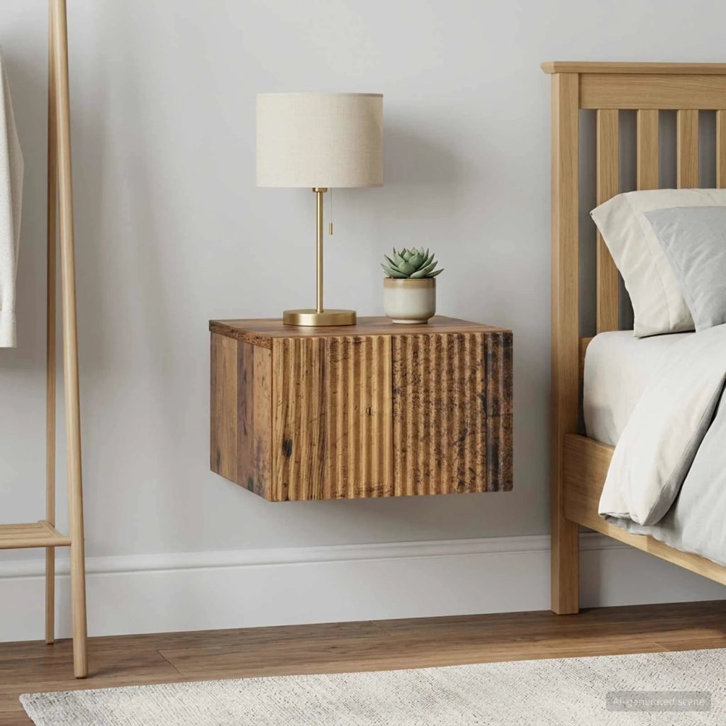 Mobiletto da notte a muro 2 pcs Legno antico 33 x 34,5 x 20 cm 898442