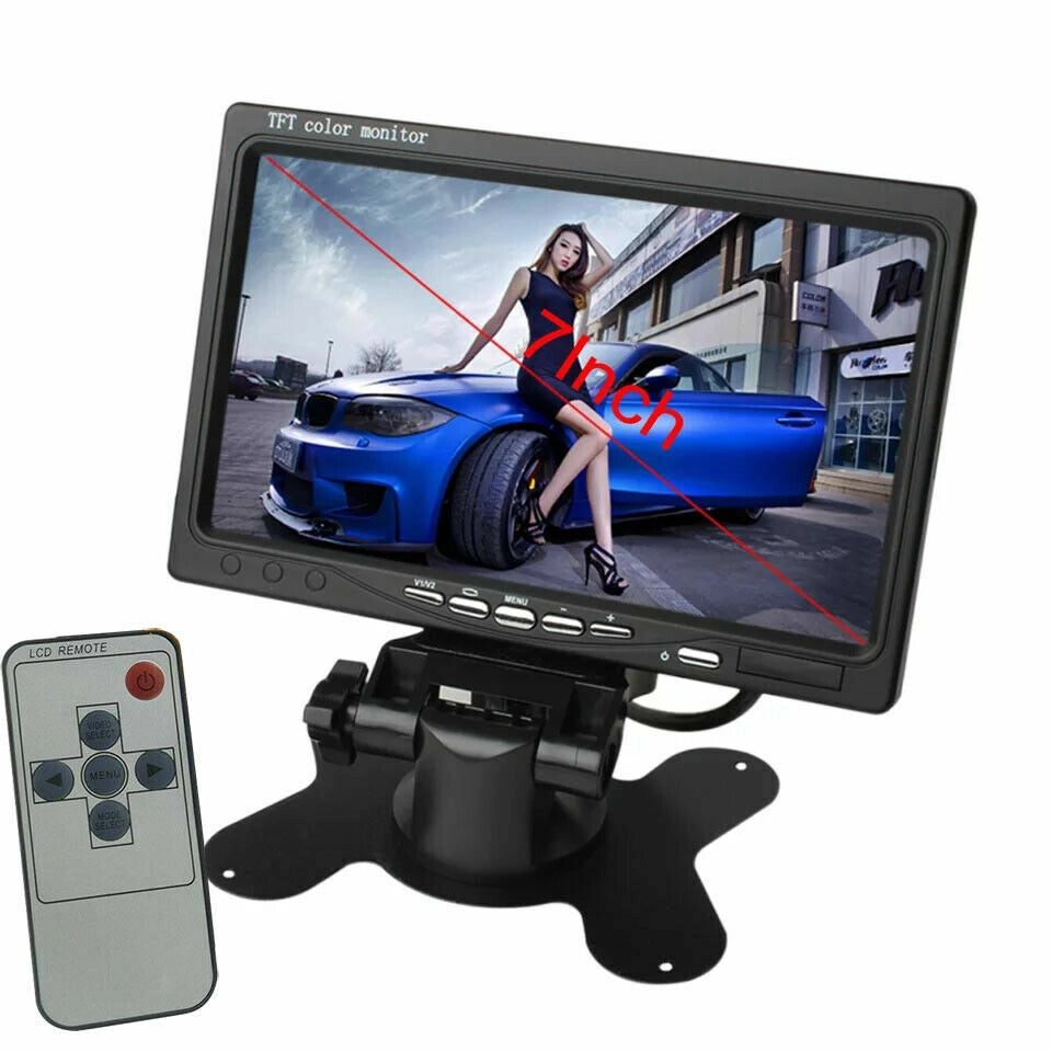 MONITOR LCD 7" POLLICI TFT AUTO CAMPER POGGIATESTA A COLORI BASE REGOLABILE