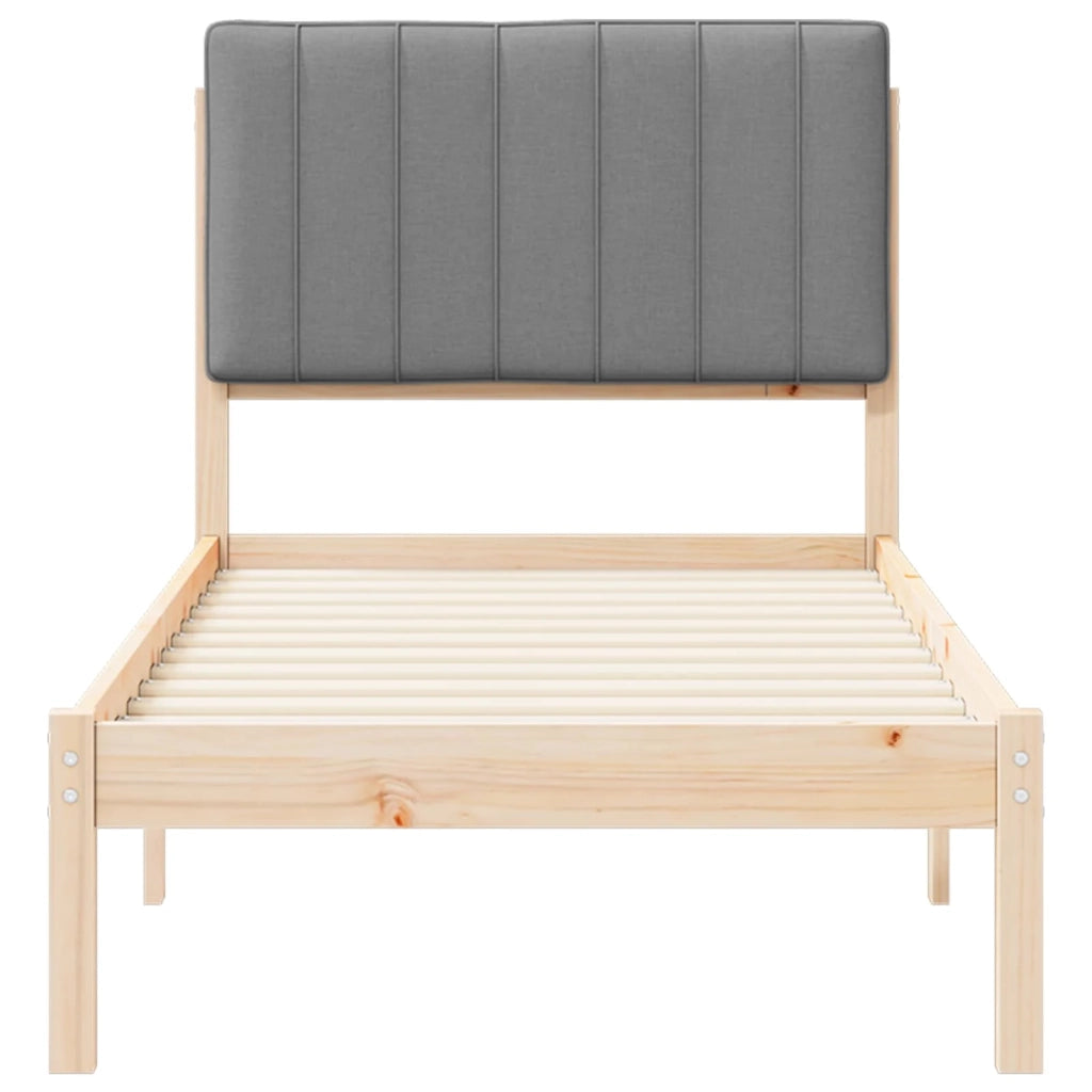 Letto con Testiera Rivestita Grigio chiaro 75 x 190 cm