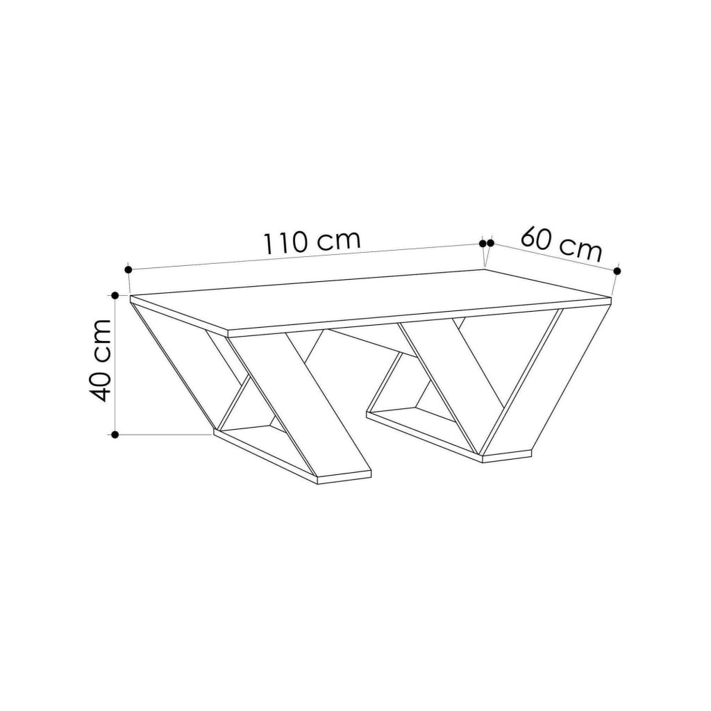 Tavolino da salotto Mercedes, Tavolo basso da caffè, Portariviste per divano, Ripiano da soggiorno, 110x60h40 cm, Bianco