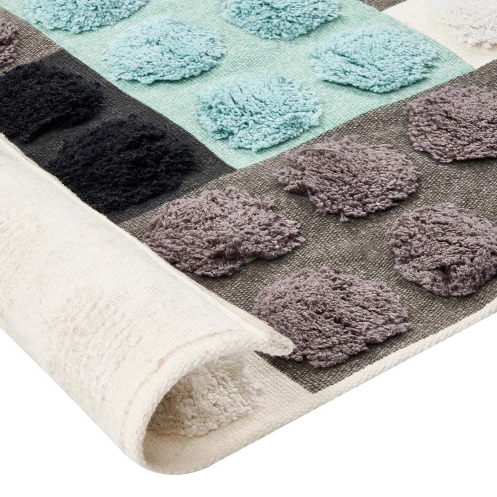 Tappeto per bambini in cotone bianco e multicolore, 90 x 130 cm, tuftato, di forma rettangolare