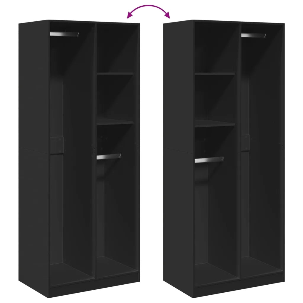 Armadio Nero 80x50x200 cm in Legno Multistrato