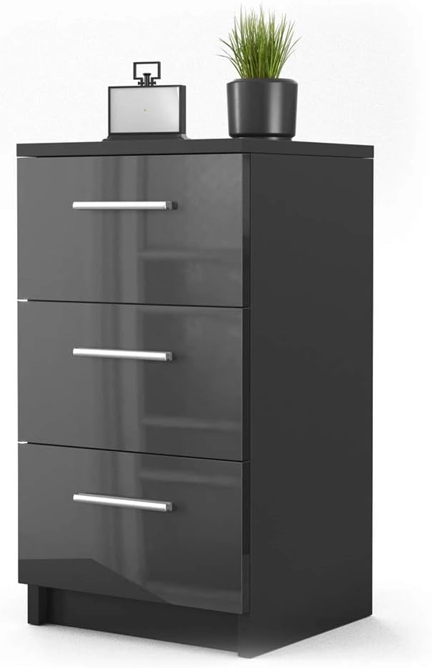 Comodini camera da letto, Nero lucido, 38 x 66 cm, adatto per letti boxspring con telaio rialzato