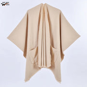 Sciarpa da donna, elegante mantello con cintura diagonale monocromatica
