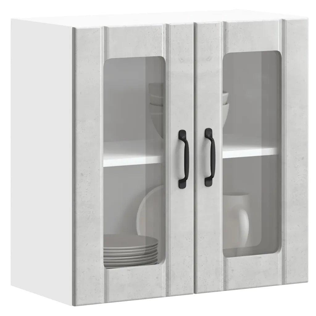 Pensile da Cucina con Porta in Vetro Lucca Grigio Cemento 853911