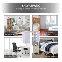 Scrivania Porta PC per Camera e Ufficio con Cassettiera e Ripiani Portaoggetti in Legno 120x49x72cm Bianco