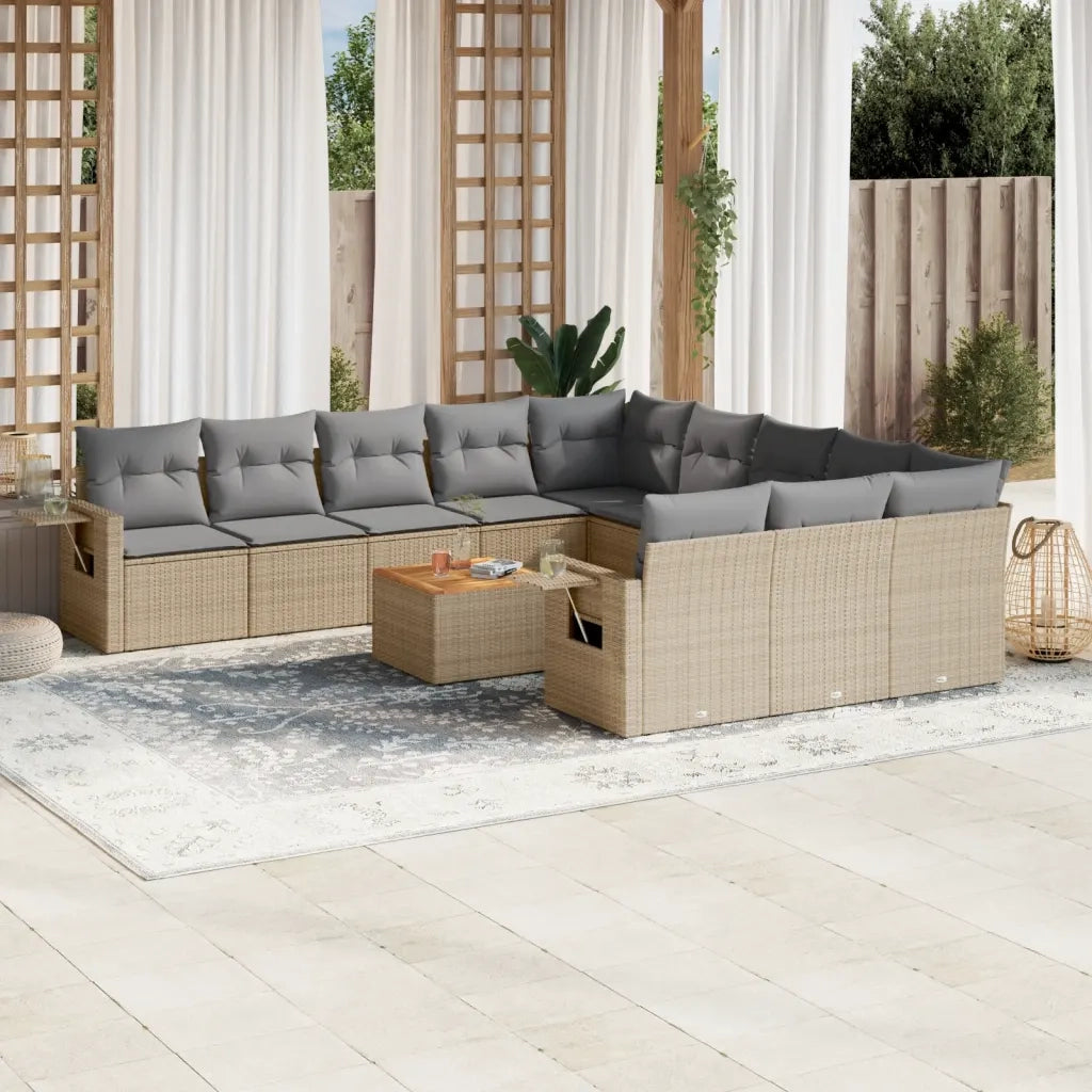 Set Divani da Giardino 12 pz con Cuscini Beige in Polyrattancod mxl 90137