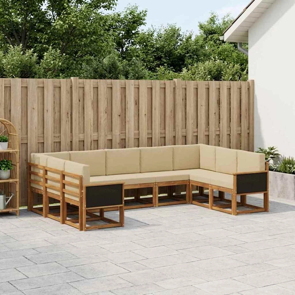 Set di divani da esterno 9 pz Naturale e Beige 3385524