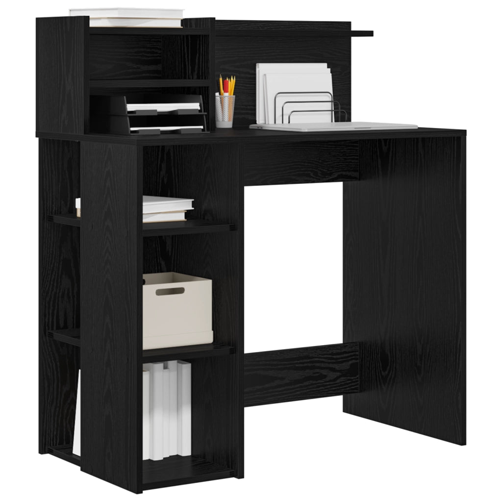 Scrivania con Spazio di Archiviazione Rovere Nero 90x48x101.5 cm Legno ingegnerizzato