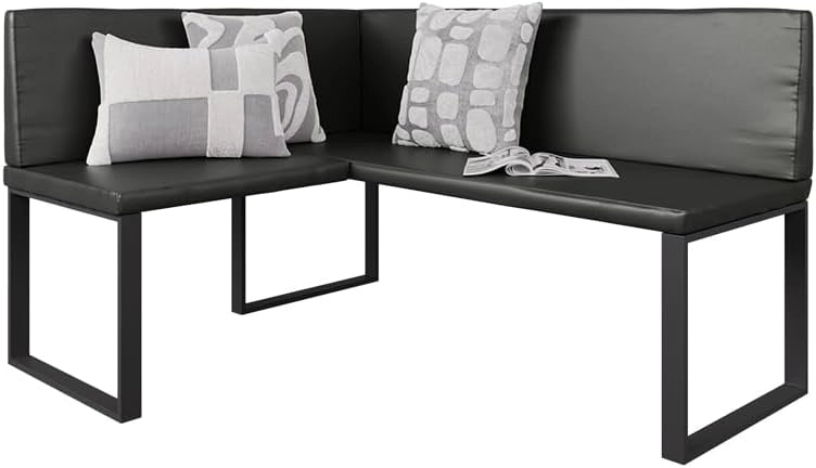 Vicco panca ad angolo Ravon, Nero, 120 x 150 cm