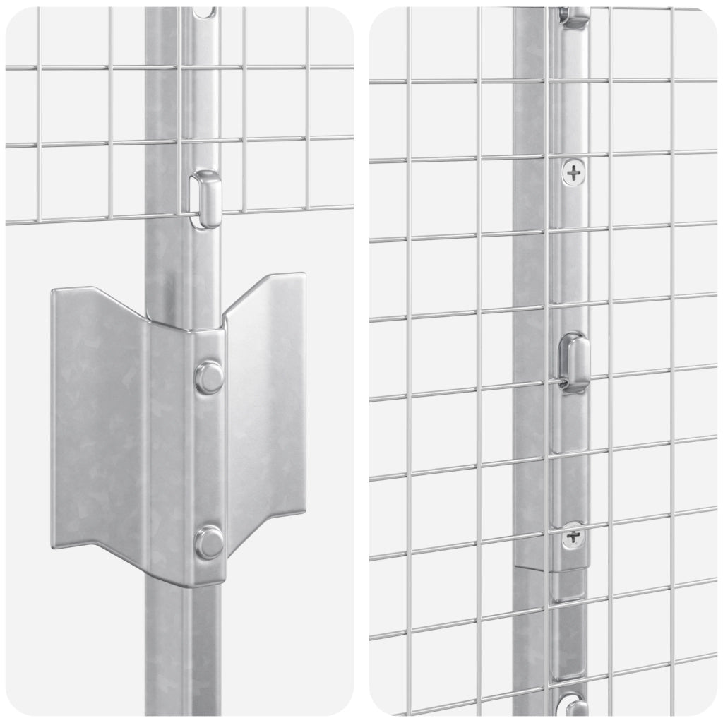 Recinzione a Rete Saldato con 22 Pali U Argento 1.6x25 m Acciaio