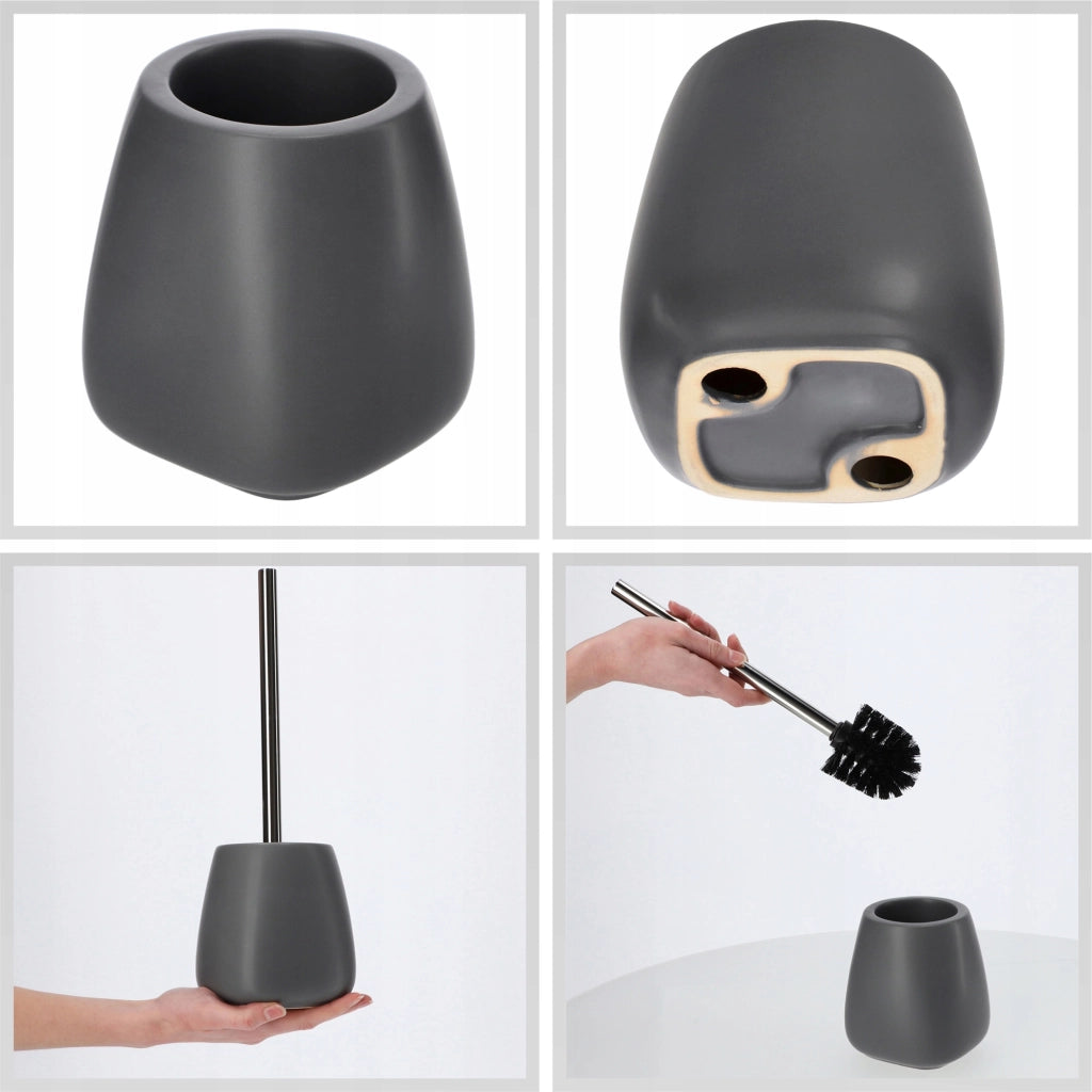 Set di 2 scopini per WC KADAX in ceramica grigia per bagno