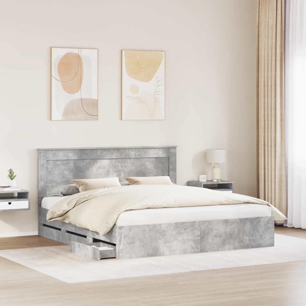 Struttura del letto con cassetto Grigio cemento 180 x 200 cm
