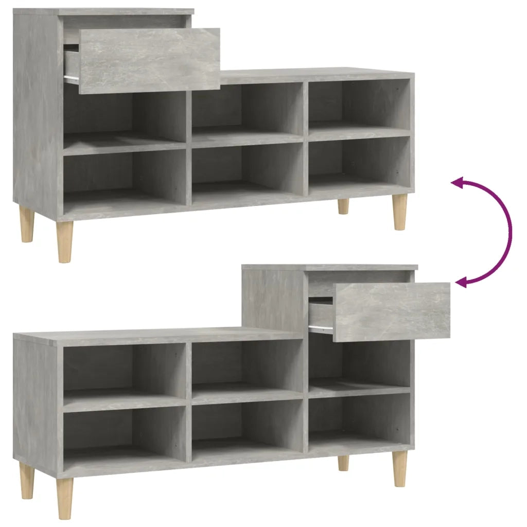 Scarpiera Grigio Cemento 102x36x60 cm in Legno Multistrato 821208