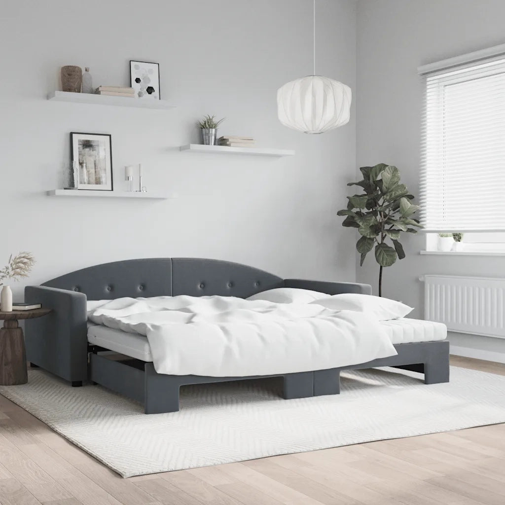 Divano Letto Estraibile Materassi Grigio Scuro 100x200 Velluto