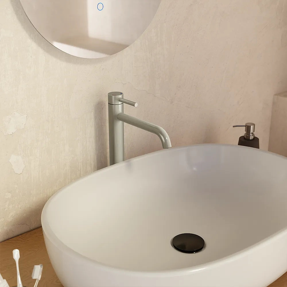 Set miscelatori: lavabo alto bidet senza scarico e incasso doccia monocomando nickel spazzolato | Bette
