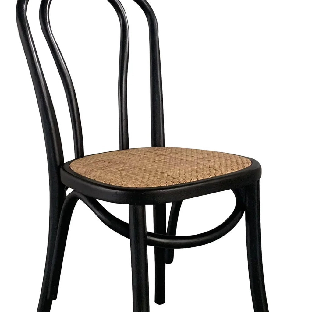 LÚZETE - SEDIA IN LEGNO DI BETULLA NERA CON SEDILE IN RATTAN NATURALE AKIRA