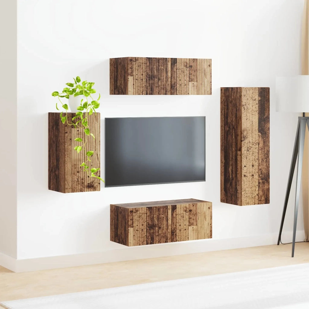 Set mobile TV 4 pcs Legno vecchio Legno multistrato