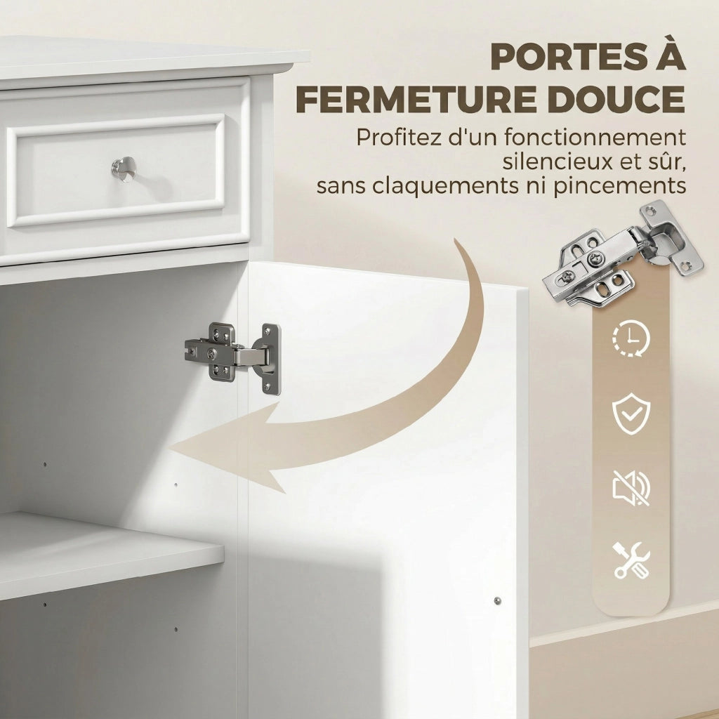 Credenza con cassetti e ante scorrevoli ¨C zephmum ¨C Bianco 120x40x90 cm
