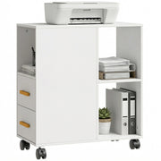 Scrivania per stampante con ripiano regolabile e ruote ¨C zephmum ¨C bianco 60x30x65 cm