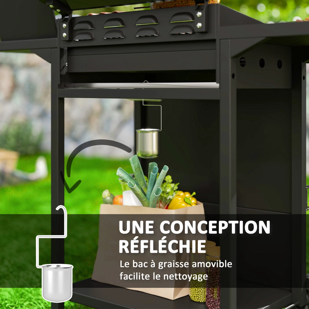 Barbecue a gas 3+1 bruciatori ¨C zephmum ¨C acciaio nero 9.5 kW