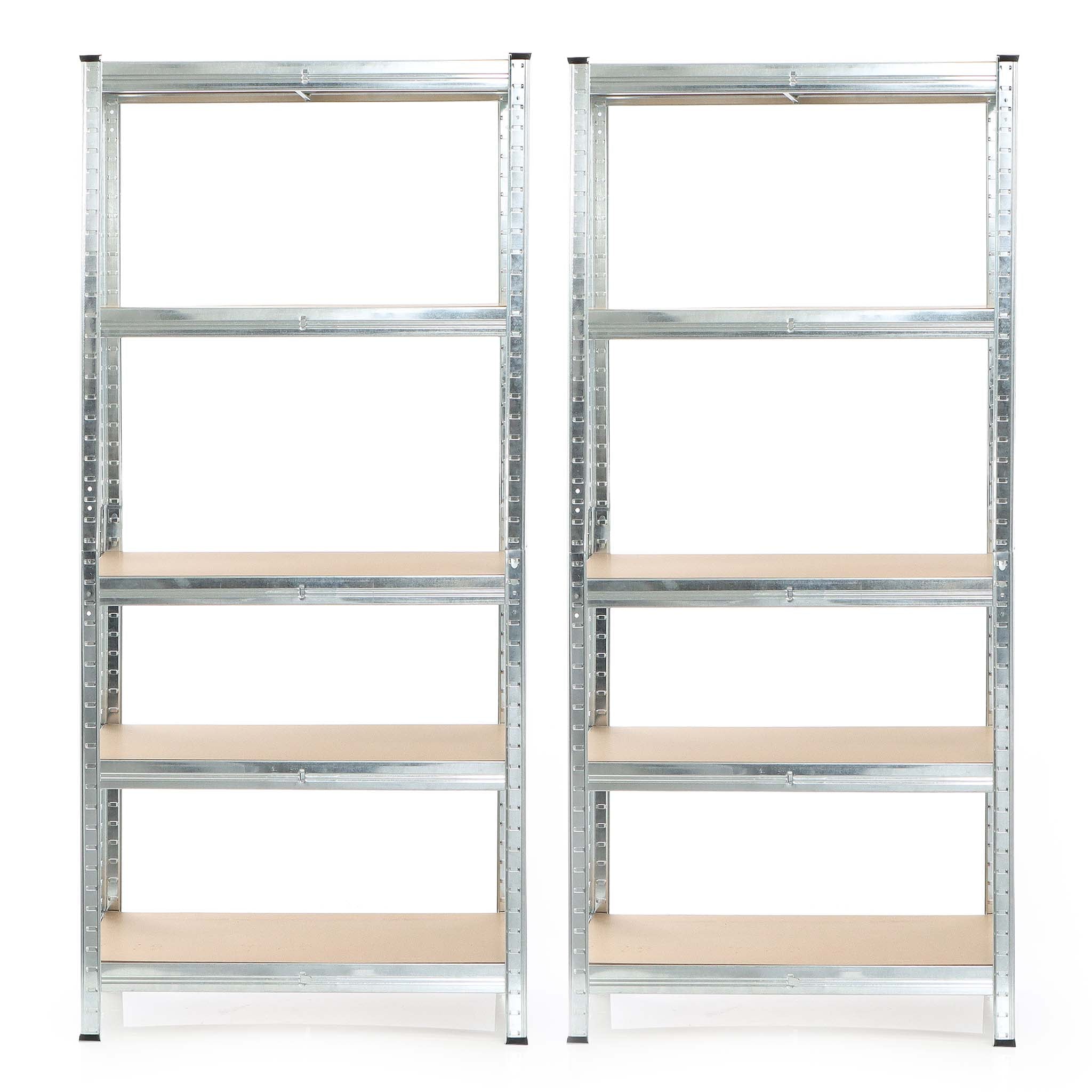 Set 2x scaffali a incastro per carichi pesanti 180x90x45cm Max 875kg l’uno Acciaio 5 ripiani