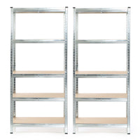 Set 2x scaffali a incastro per carichi pesanti 180x90x45cm Max 875kg l’uno Acciaio 5 ripiani