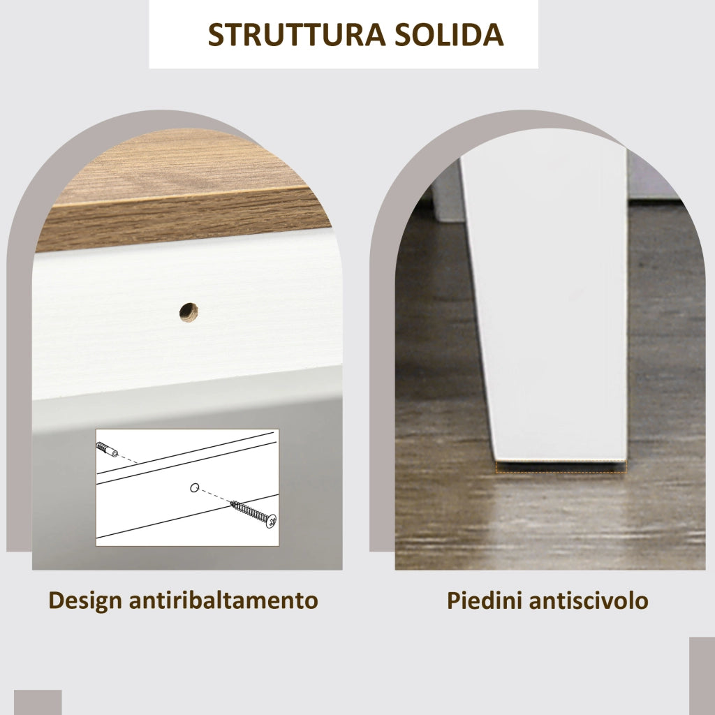 Armadio Cucina Rustico con Ante e Cassetto ¨C zephmum ¨C Bianco e Marrone 76.6x35x81.5cm