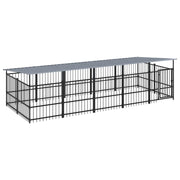 Cuccia gabbia per animali da esterno pac con tetto per cani in acciaio 9,38 m² nero 02_0041773