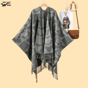 Sciarpa/stola in cashmere stile coppia, scialle lungo double-face da donna, mantello caldo e versatile per autunno e inverno, utilizzabile in due modi diversi.