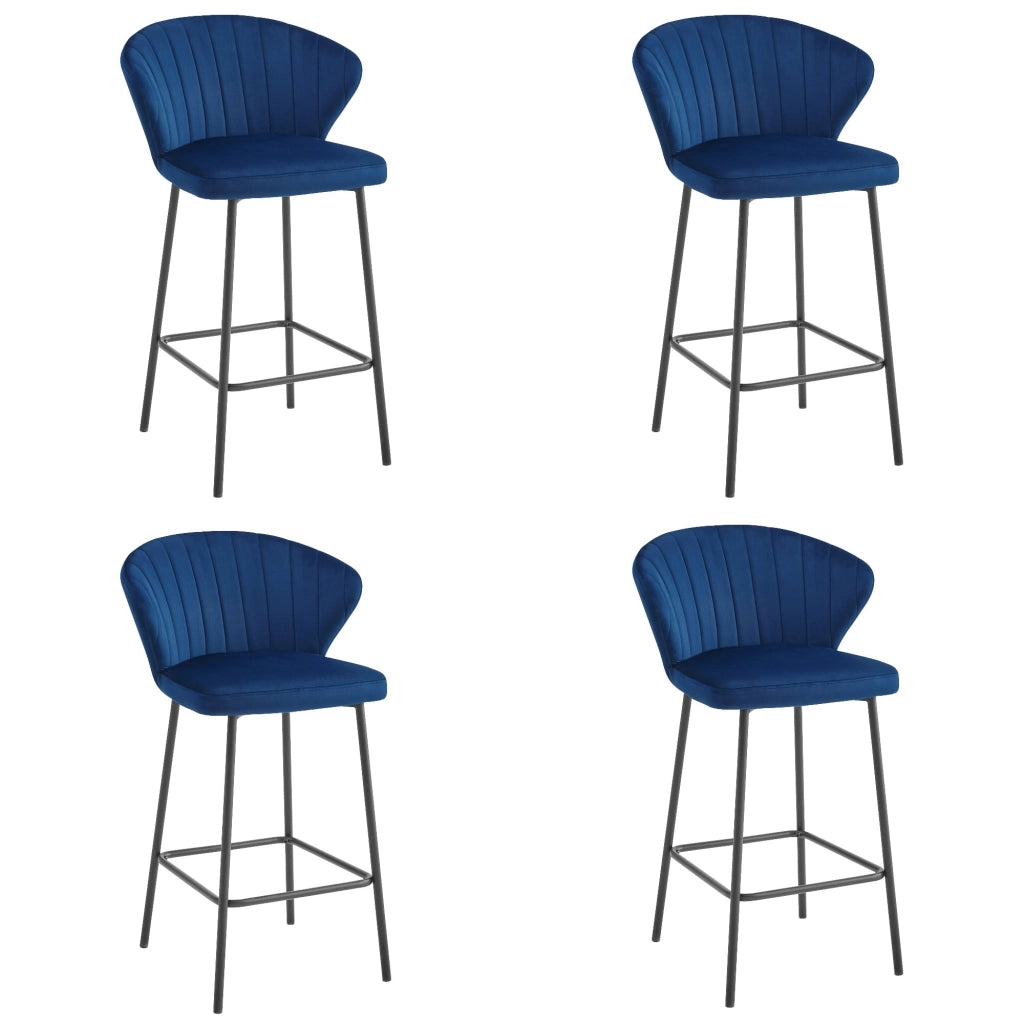 Sgabello da bar Valora GATTA in velluto blu navy con gambe nere x4