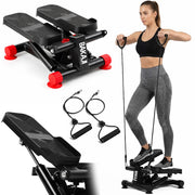 Stepper Multifunzione 3 in 1 con Pedali Antiscivolo 39x33x28 cm e Bande di Resistenza Fitness Nero