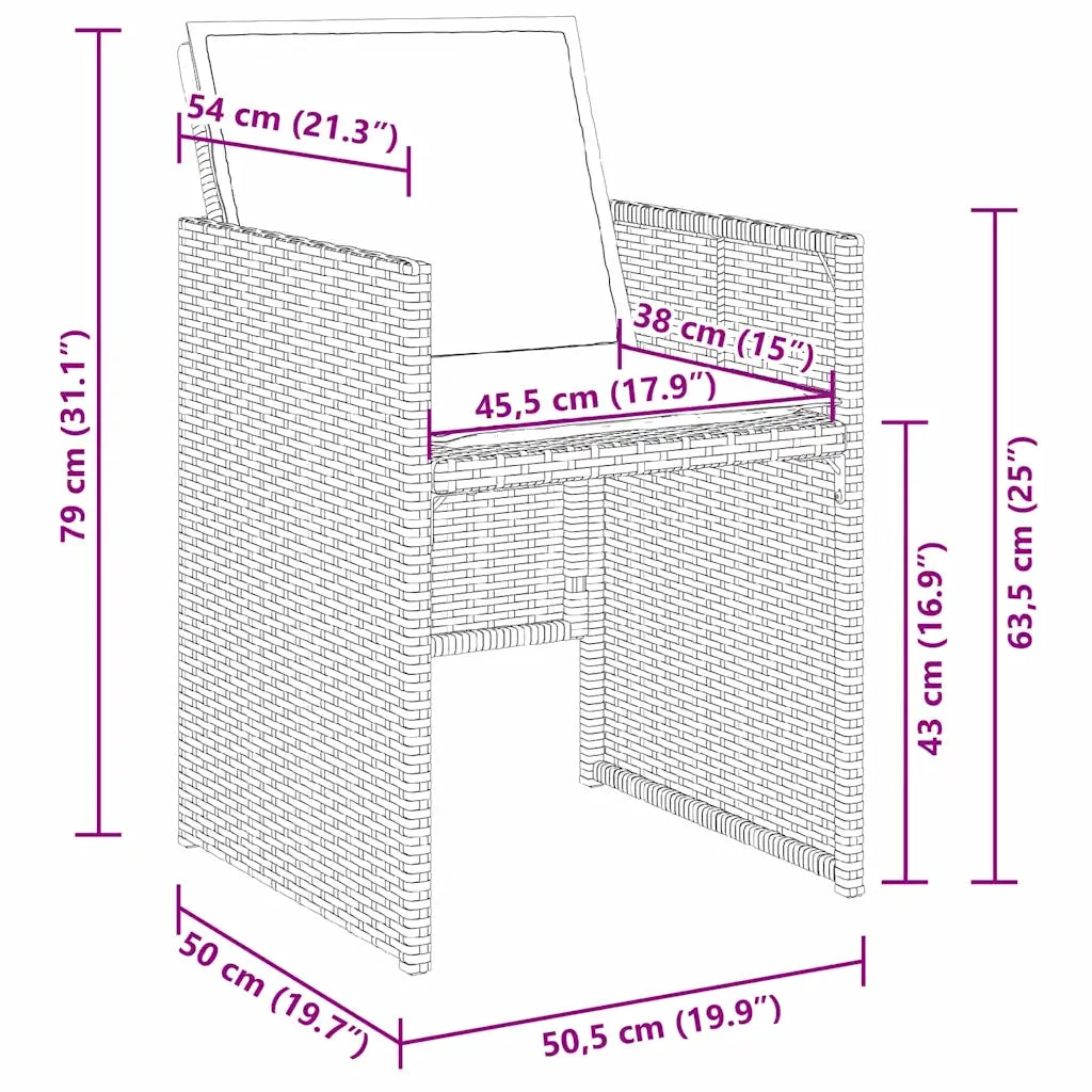 Set da Pranzo per Giardino 5 pcs Nero polyrattan 3380589