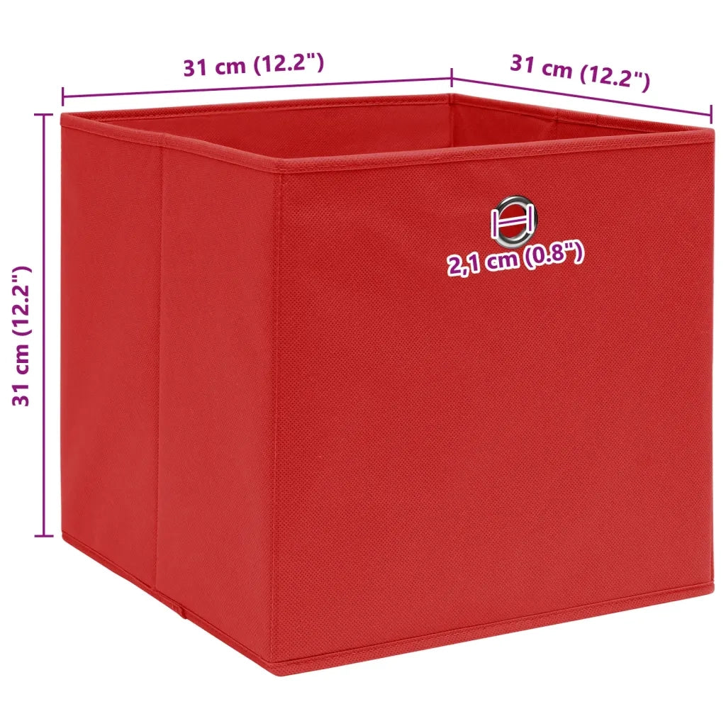 Scatole Portaoggetti 4pz Rosse 32x32x32 cm Tessuto 288361