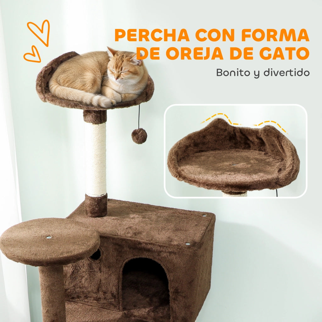 Letto per gatti con piattaforme, cuscino, amaca e palo di sisal ¨C zephmum ¨C marrone, 180 cm