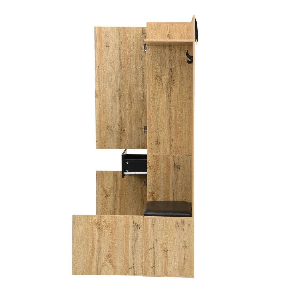 GARDEROBA DA INGRESSO 98,5x38x191 cm Nero/Legno in MDF