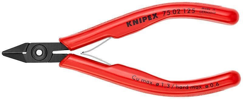 KNIPEX 75 02 125 Tronchese per Elettronica con Cerniera Avvitata e Guaine in Plastica colore Nero