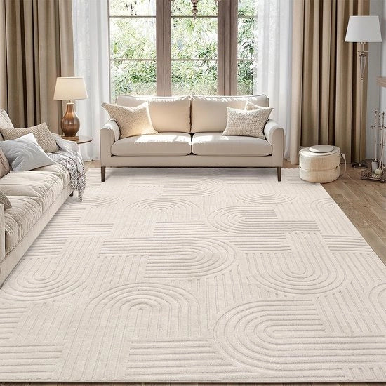 Tappeto per Camera da Letto 200 x 290 cm, Tappeto Extra Grande Corto Pile, Tappeto Zitto Moderno Facile da Pulire e Lavabile per Camera da Bambini e da Adulti, Beige