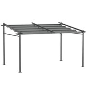 Pergola retrattile 4x3 m ¨C zephmum ¨C grigio, struttura metallo, tessuto polyester