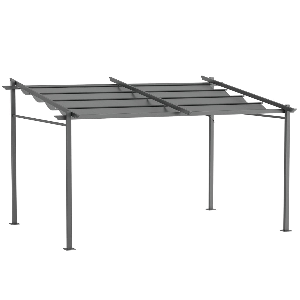 Pergola retrattile 4x3 m ¨C zephmum ¨C grigio, struttura metallo, tessuto polyester
