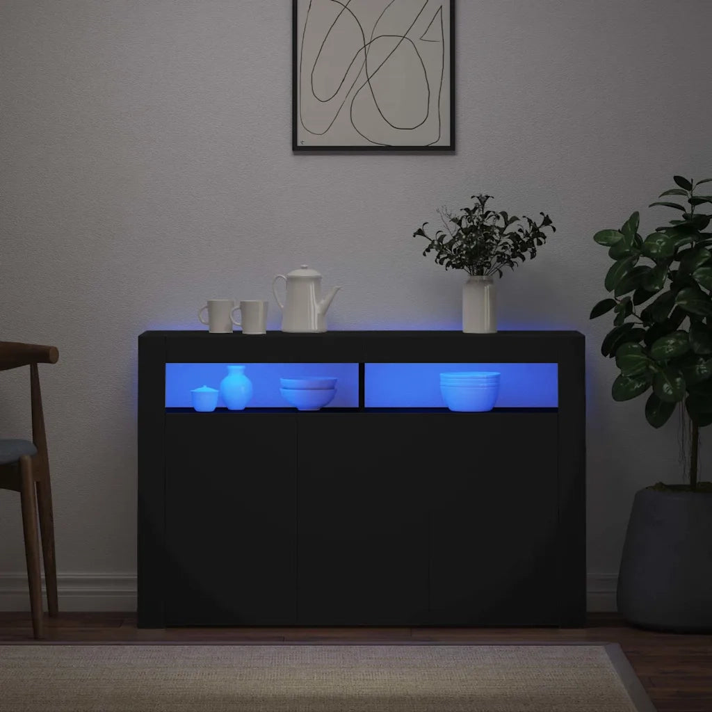 Credenza con Luci LED Nera 115,5x30x75 cm cod mxl 14078
