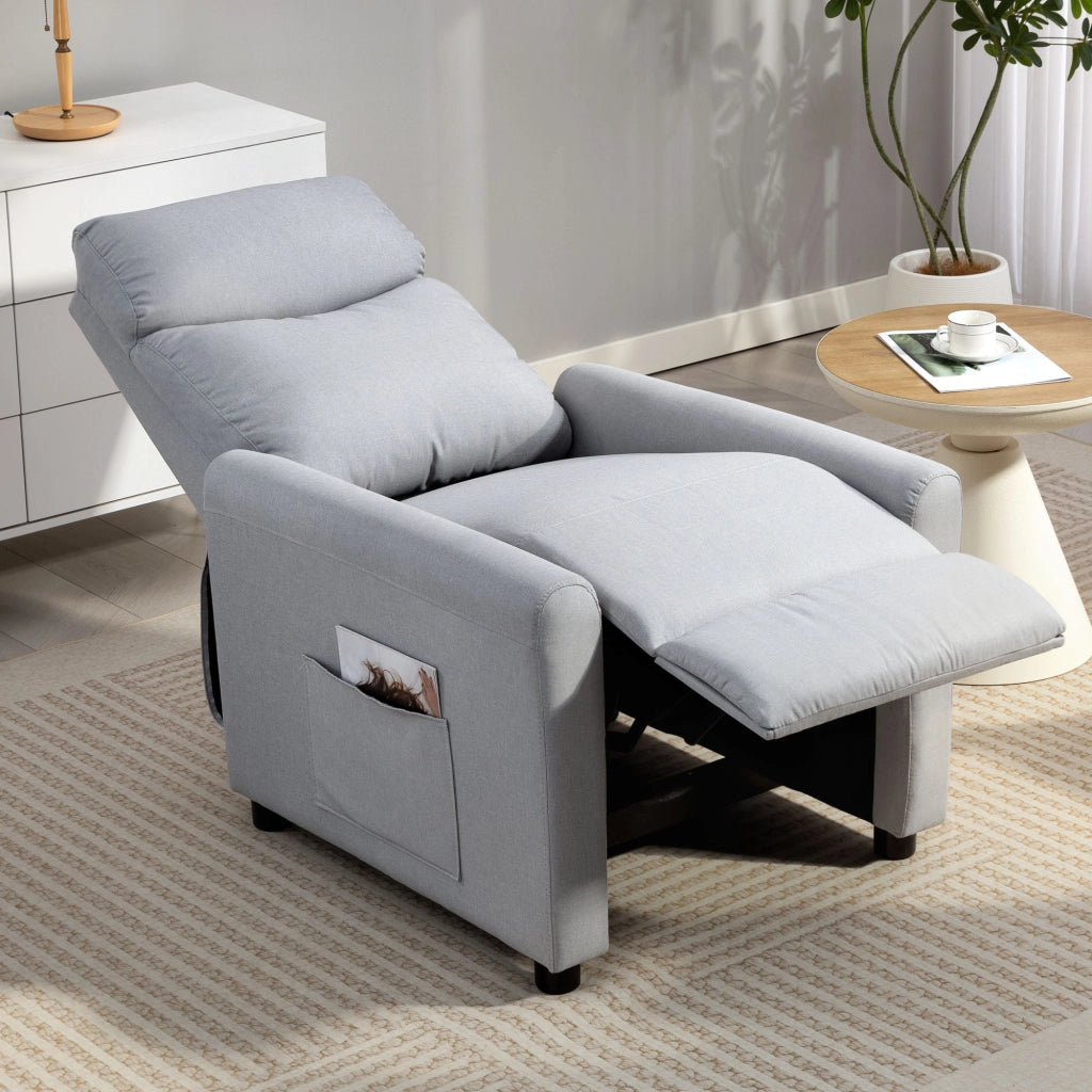 Poltrona Reclinabile Massaggiante Elettrica con Poggiapiedi in Tessuto Grigio Chiaro ¨C Minimal ¨C 73x86x100 cm