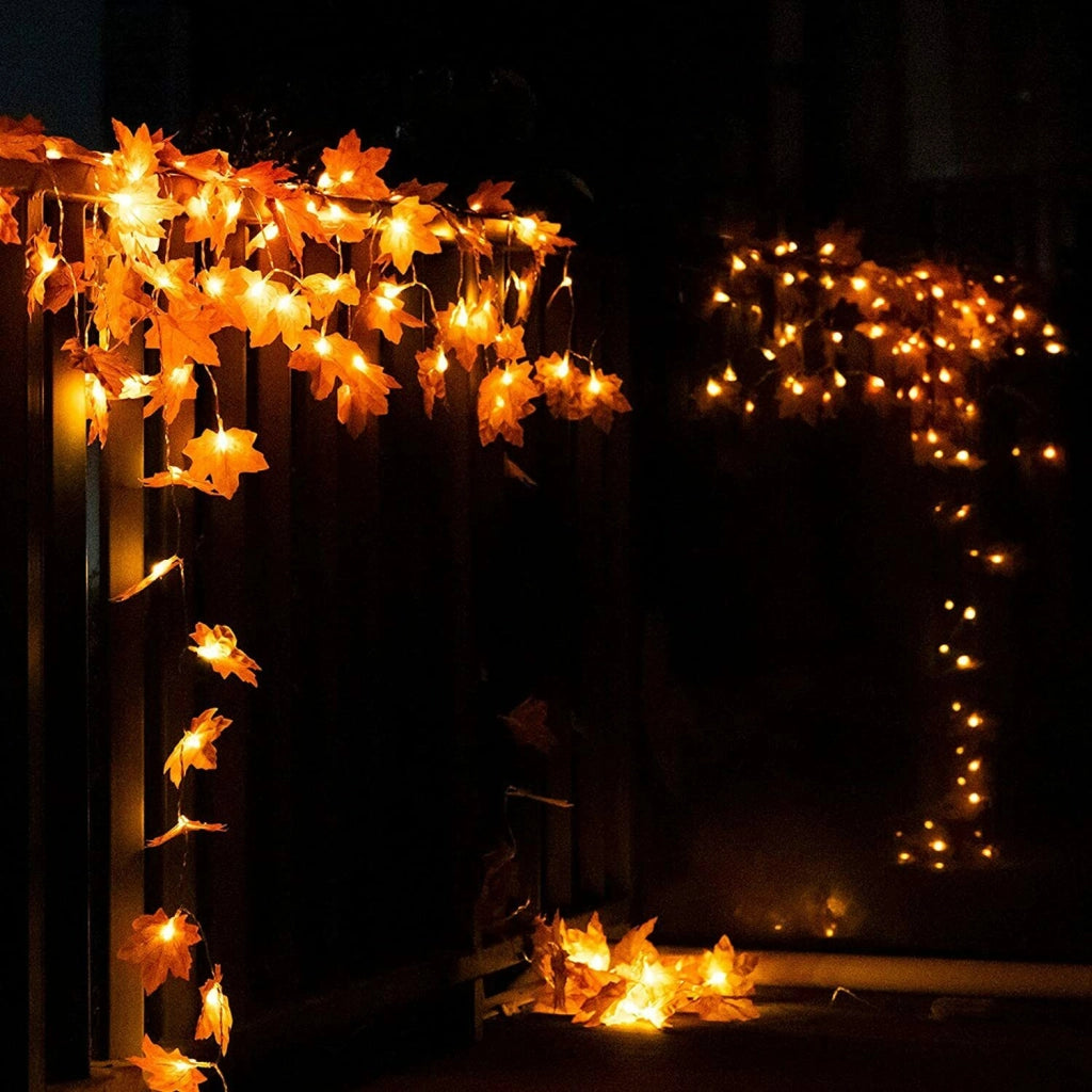 CATENA GHIRLANDA LUMINOSA 2 METRI 10 LED HALLOWEEN A BATTERIA AUTUNNO LUCI