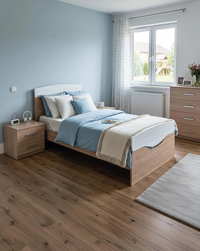 Letto Smile con fascioni e pediera - Letto singolo 127 x 197 - Struttura Virginia e bianco - Rete e materasso esclusi_