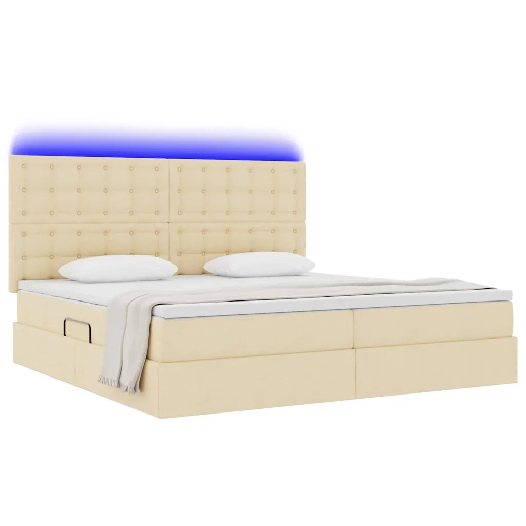 Letto con contenitore LED e materasso Crema 200 x 200 cm