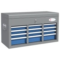 DURHAND Cassetta Attrezzi in Acciaio con 6 Cassetti, un Bauletto e 2 Chiavi, 60x26x34 cm. Blu