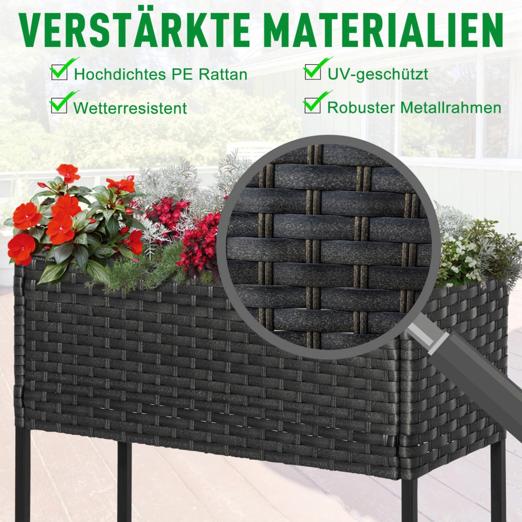 FIORIERA RIALZATA 70 x 30 x 72 cm in rattan marrone con ripiano