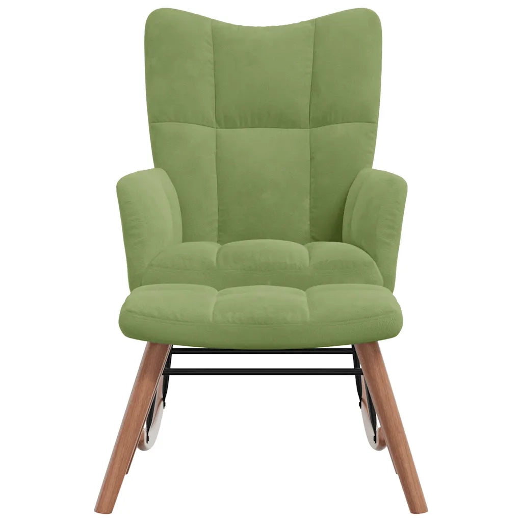 Poltrona a Dondolo con Poggiapiedi Verde Scuro in Velluto cod mxl 44165